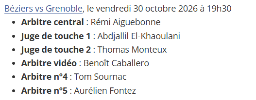 J9 - Béziers vs Grenoble : les arbitres / Forum FCG